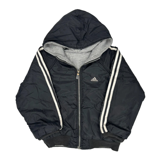 Age 14 Adidas Striped Jacket - XL Black Polyester