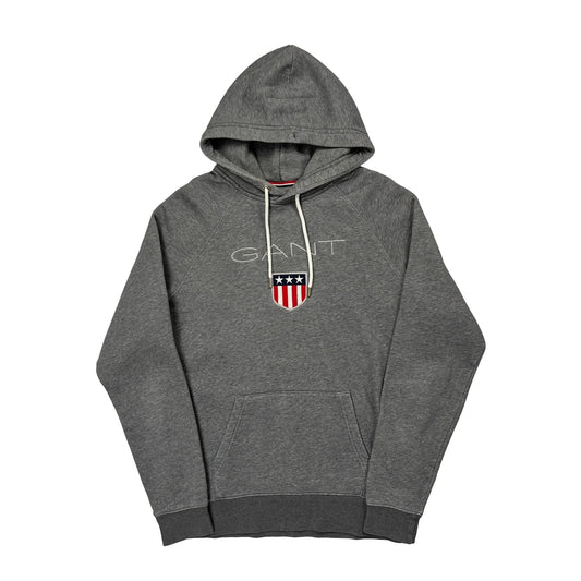 Vintage Shield Logo Gant Hoodie - Large Grey Cotton