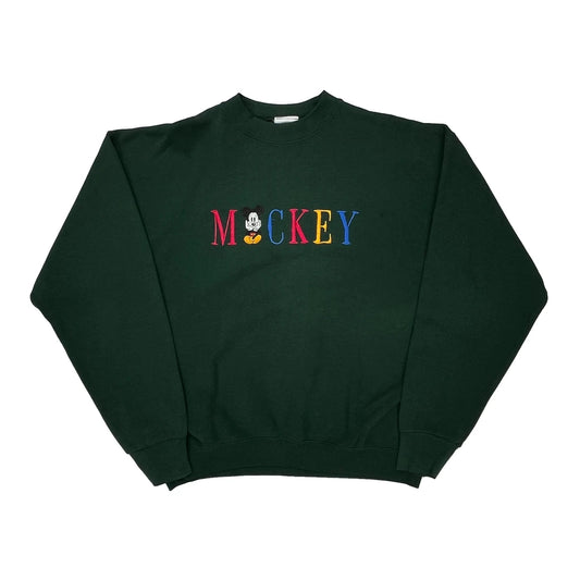 Mickey Mouse Mickey & Co. Graphic Sweatshirt - Large Green Cotton Blend
