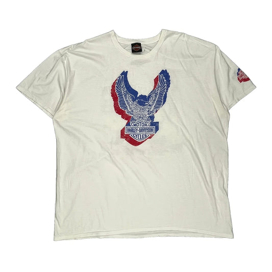 Rocky Top Harley Davidson Graphic T-Shirt - 3XL White Cotton