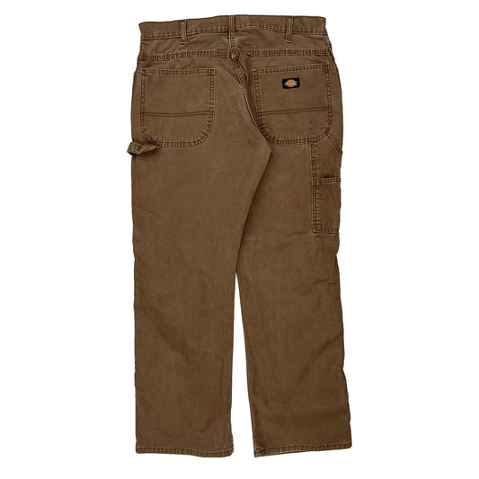 Dickies Double Knee Carpenter Trousers - 34W 30L Brown Cotton