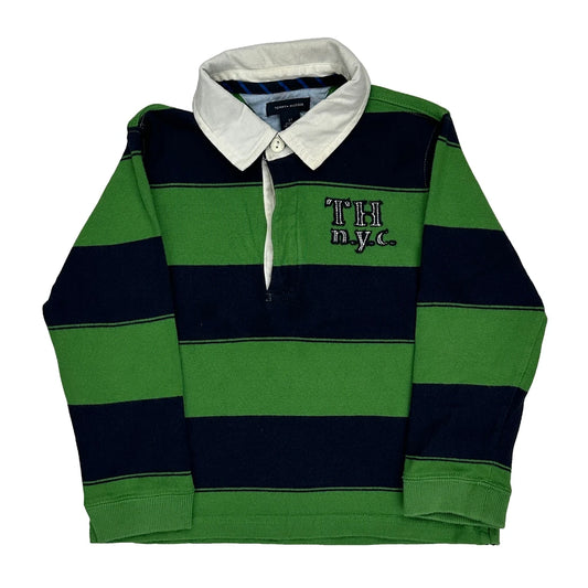 Vintage Age 3 Tommy Hilfiger Striped Rugby Shirt - XS Green Cotton
