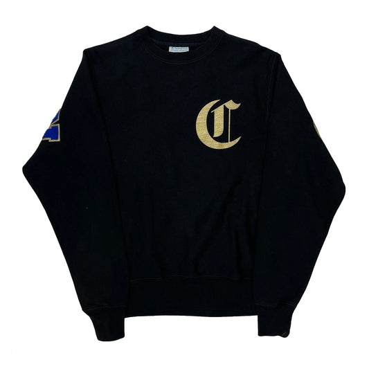 Vintage Reverse Weave Champion Graphic Sweatshirt - Small Black Cotton