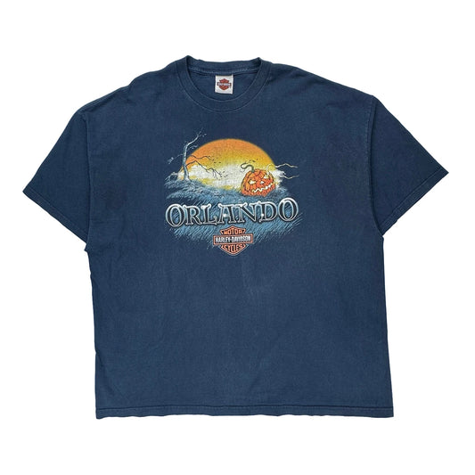 Orlando Harley Davidson Halloween T-Shirt - 3XL Blue Cotton