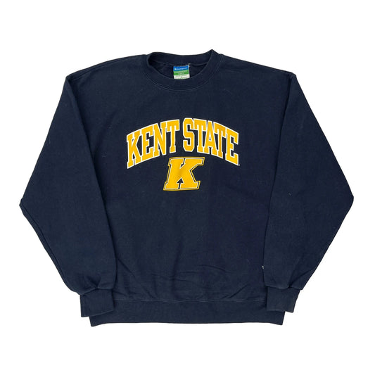 Kent State Champion College Sweatshirt - Large Navy Cotton Blend