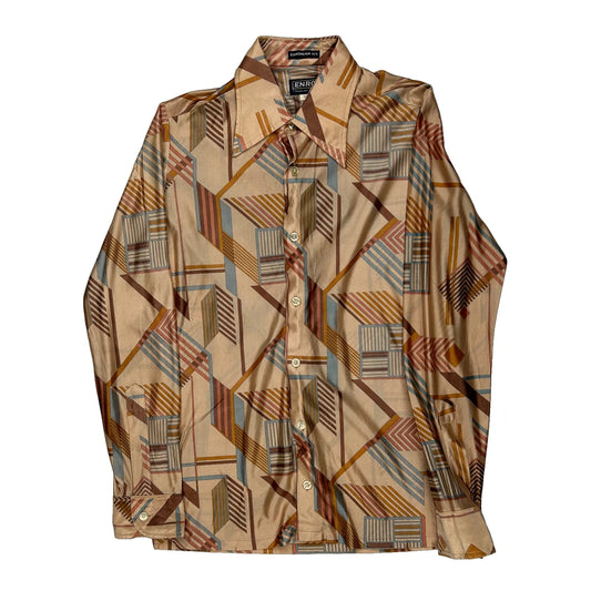 1970'S Enro Patterned Shirt - Medium Multicoloured Polyester