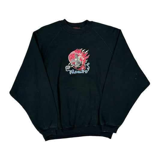 Flaming Logo Mamba Graphic Sweatshirt - Large Black Cotton