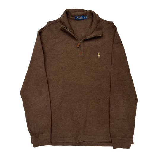 Polo By Ralph Lauren 1/4 Zip - Large Brown Cotton