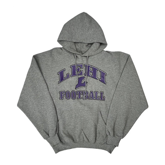 Vintage Lehi Football Russell Athletic Football Hoodie - XL Grey Cotton Blend