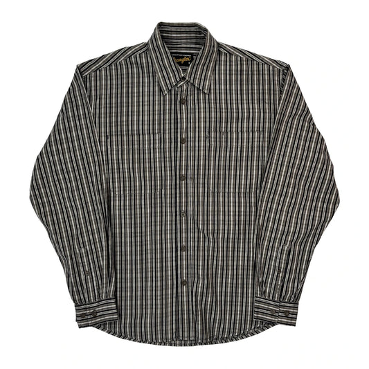 Vintage Wrangler Striped Shirt - Small Grey Cotton