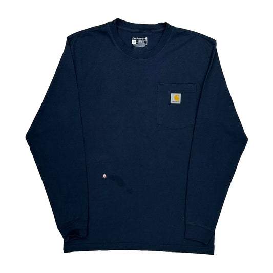 Vintage Carhartt Graphic Long Sleeve T-Shirt - Small Navy Cotton