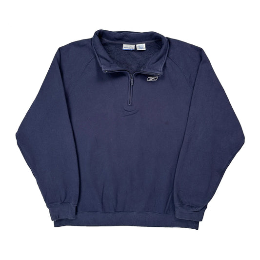 Vintage Reebok 1/4 Zip - 2XL Navy Cotton Blend