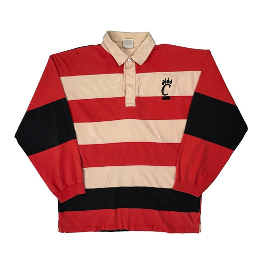 Vintage Winning Image Striped Rugby Shirt - XL Red Cotton