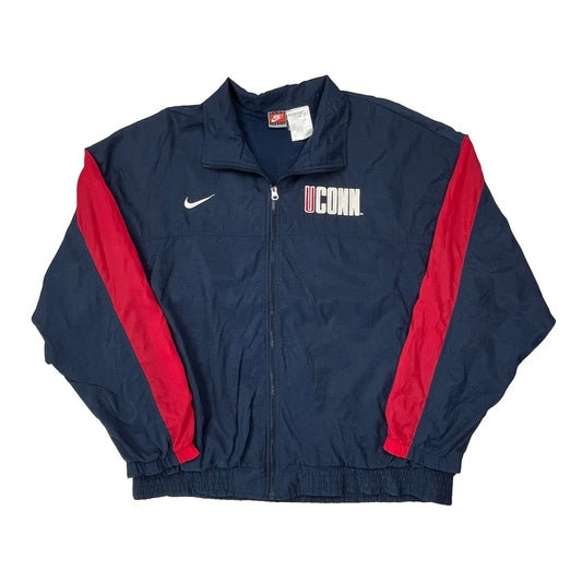 Vintage Uconn Nike Spellout Track Jacket - Large Navy Nylon