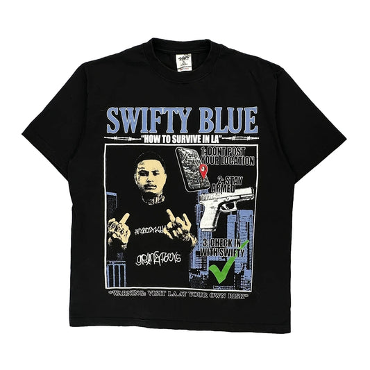Swifty Blue Shaka Wear Band T-Shirt - XL Black Cotton
