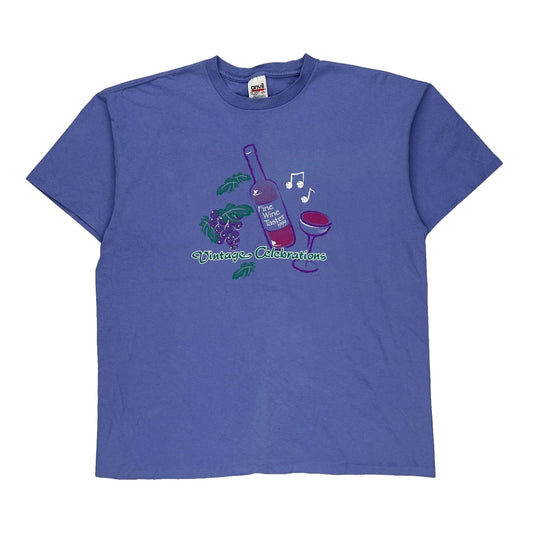 Fine Wine Tasting Anvil Single Stitch T-Shirt - 2XL Blue Cotton