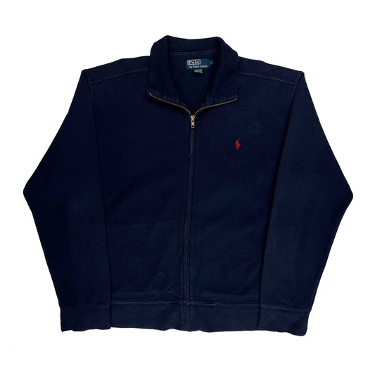 Polo By Ralph Lauren Zip Up - Large Navy Cotton