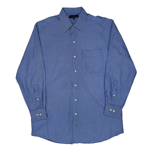 Vintage Tommy Hilfiger Striped Shirt - Medium Blue Cotton