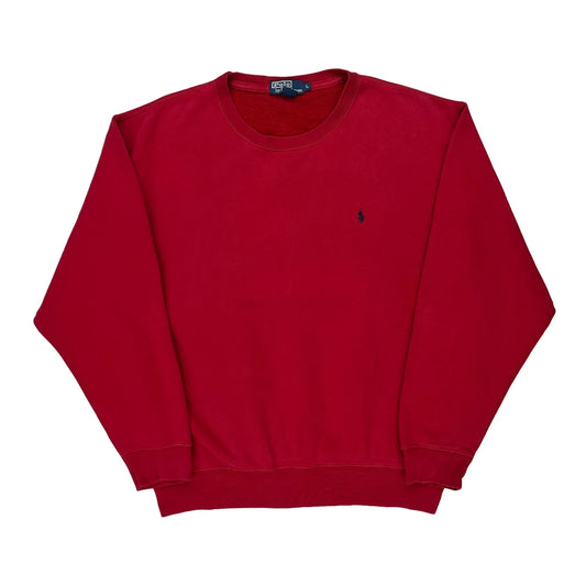 Polo By Ralph Lauren Sweatshirt - Large Red Cotton Blend