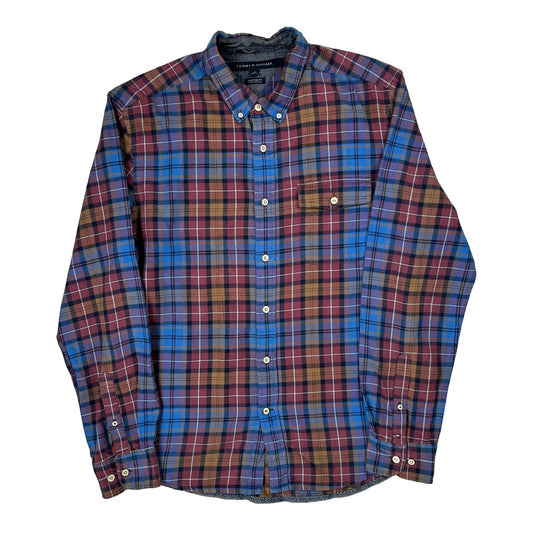 Tommy Hilfiger Checked Flannel Shirt - Large Multicoloured Cotton