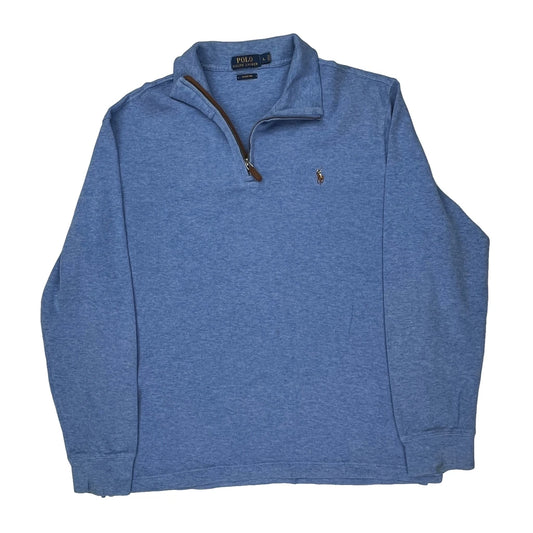 Polo By Ralph Lauren 1/4 Zip - Large Blue Cotton