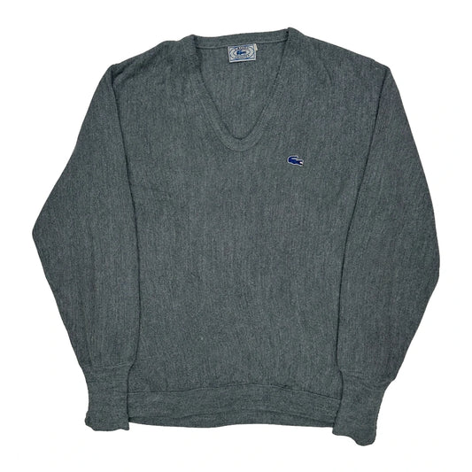 Vintage Izod Jumper - Large Grey Wool