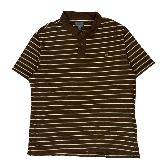 Vintage Polo By Ralph Lauren Striped Polo Shirt - XL Brown Cotton