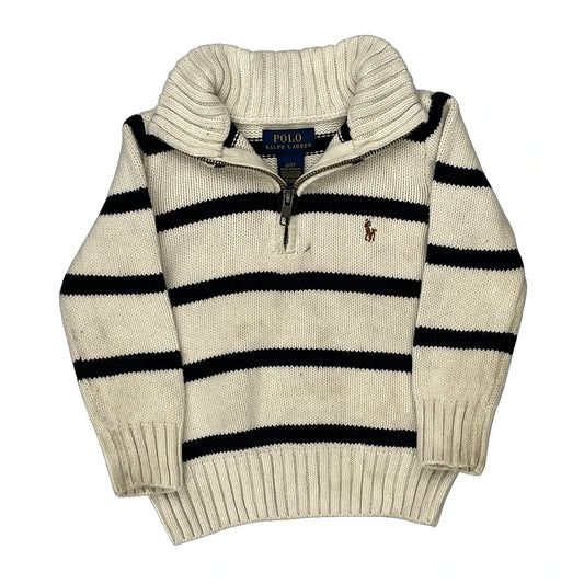 Age 2 Polo By Ralph Lauren Striped 1/4 Zip - XS Black Cotton