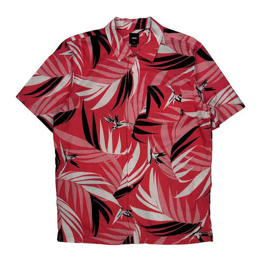 Vans Floral Hawaiian Shirt - Large Red Cotton
