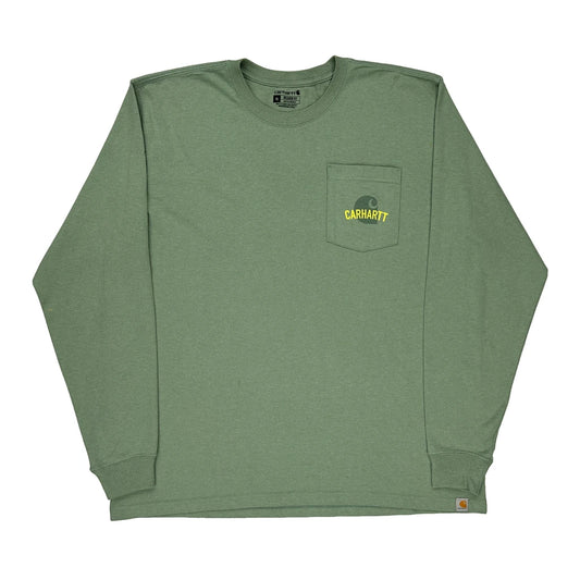 Rugged & Durable Carhartt Long Sleeve T-Shirt - XL Green Cotton