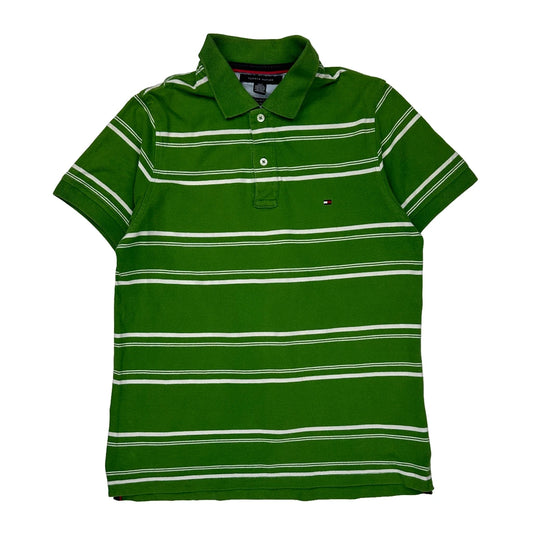 Tommy Hilfiger Striped Polo Shirt - Small Green Cotton