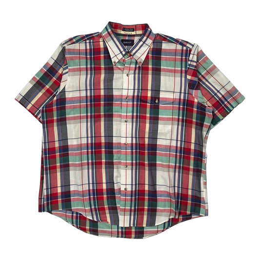 Vintage Gant Checked Short Sleeve Shirt - XL Multicoloured Cotton Blend
