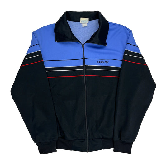 80S Adidas Striped Track Jacket - XL Black Polyester