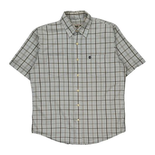 Timberland Checked Short Sleeve Shirt - Medium Blue Cotton