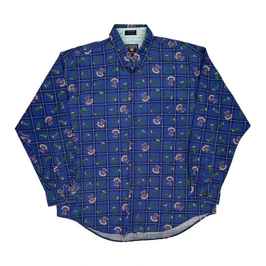 Chaps Ralph Lauren Patterned Shirt - XL Blue Cotton