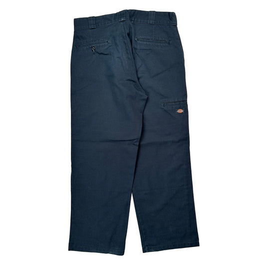 Dickies Double Knee Cargo Trousers - 33W 29L Navy Cotton