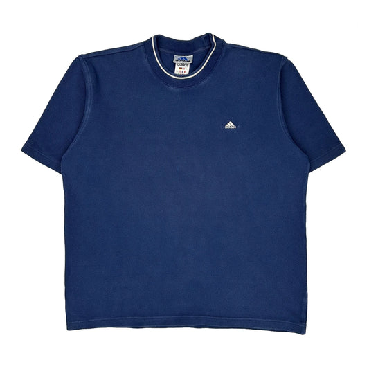 Vintage Adidas T-Shirt - Large Blue Cotton