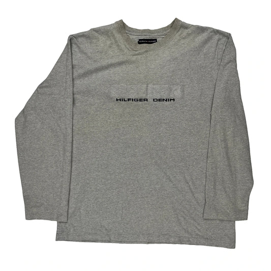 Tommy Hilfiger Denim Long Sleeve T-Shirt - XL Grey Cotton