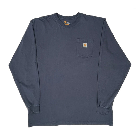 Carhartt Tall Long Sleeve T-Shirt - 2XL Blue Cotton