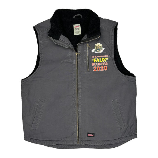 Vintage Faux Business Dickies Graphic Gilet - XL Grey Cotton