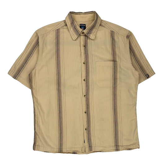 Kuhl Striped Short Sleeve Shirt - XL Beige Cotton