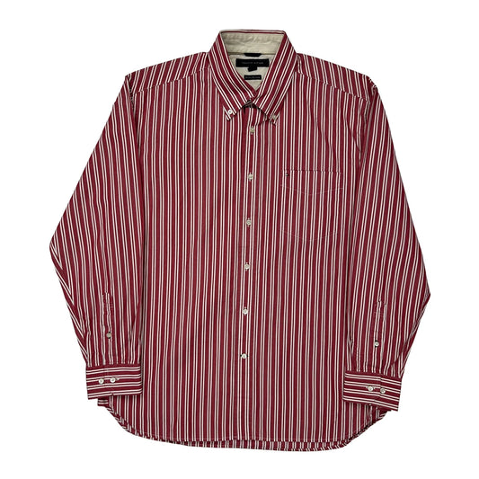 Tommy Hilfiger Striped Shirt - Large Red Cotton