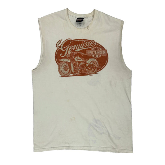 Raging Bull Harley Davidson Graphic Vest - XL Cream Cotton
