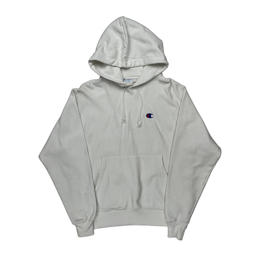 Vintage Reverse Weave Champion Hoodie - Medium White Cotton