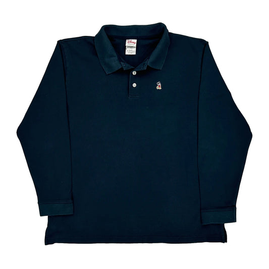 Disney Long Sleeve Polo Shirt - XL Navy Cotton
