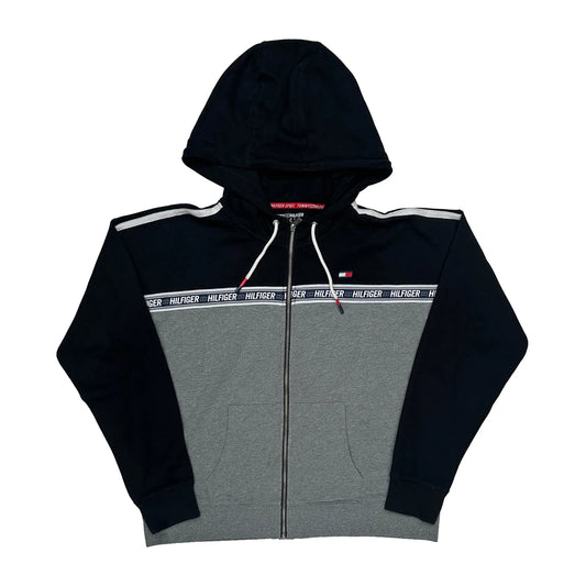 Vintage Tommy Hilfiger Striped Hoodie - XL Black Cotton