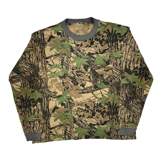 Mossy Oak Camo Long Sleeve T-Shirt - Large Camo Cotton