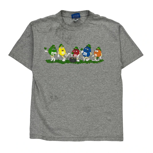 St. Patrick'S Day M&M Cartoon T-Shirt - Large Grey Cotton