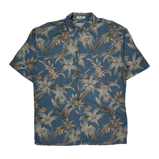 Mario Ferrari Floral Hawaiian Shirt - Large Blue Viscose