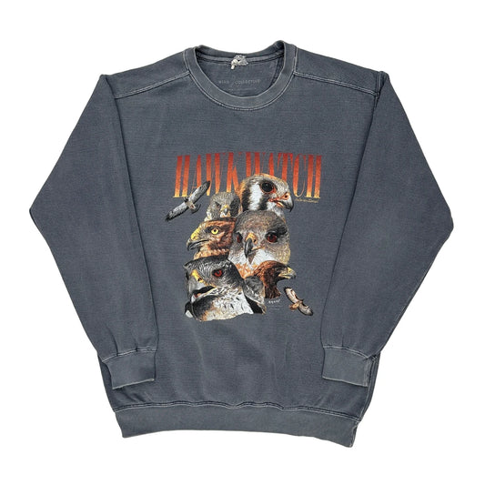 Hawk Watch Unbranded Graphic Sweatshirt - Large Grey Cotton